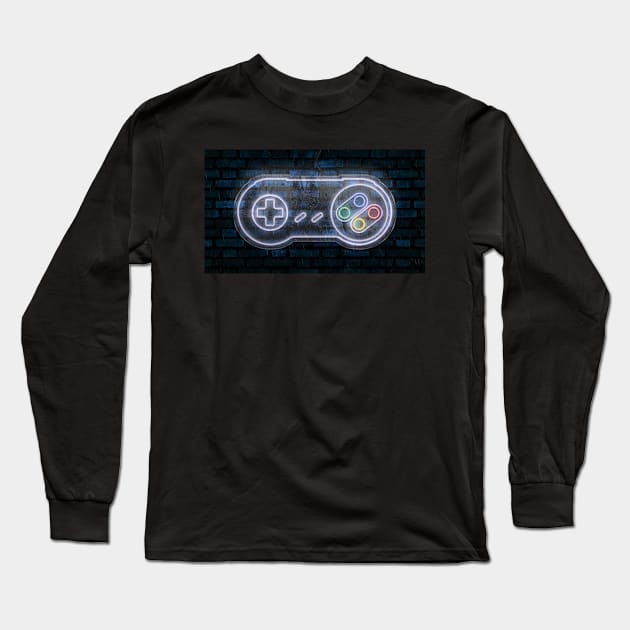 Neon Controller Light in the Rain Long Sleeve T-Shirt by 1up VS CPU